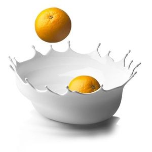 Slash-Inspired Drop Fruit Bowl, round white. Food safe silicone. Durable.